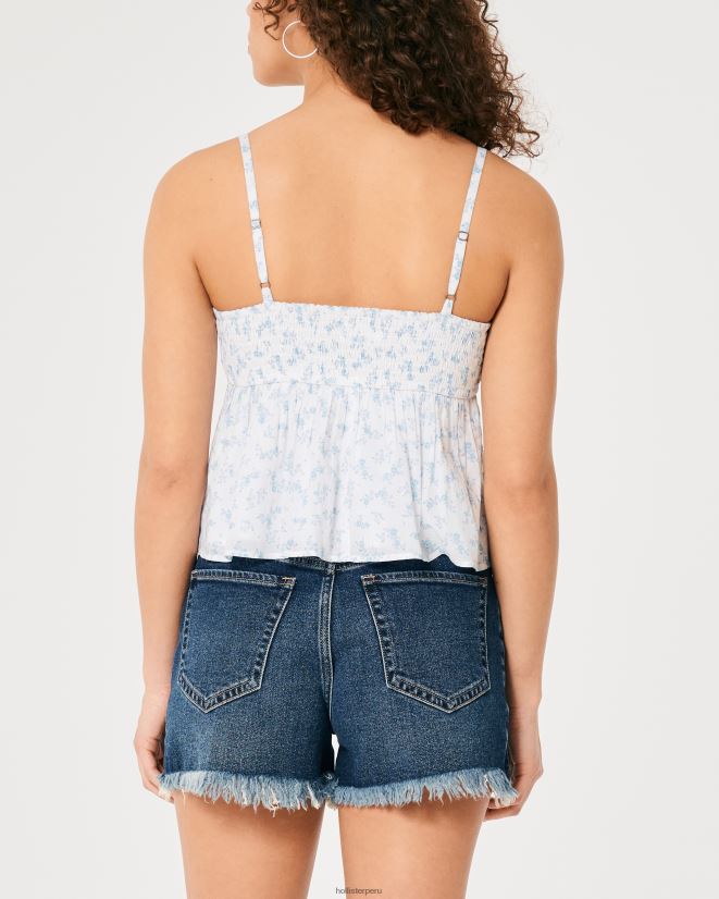 educación física Hollister top babydoll de algodón fruncido flores blancas 086N62288 mujer tapas