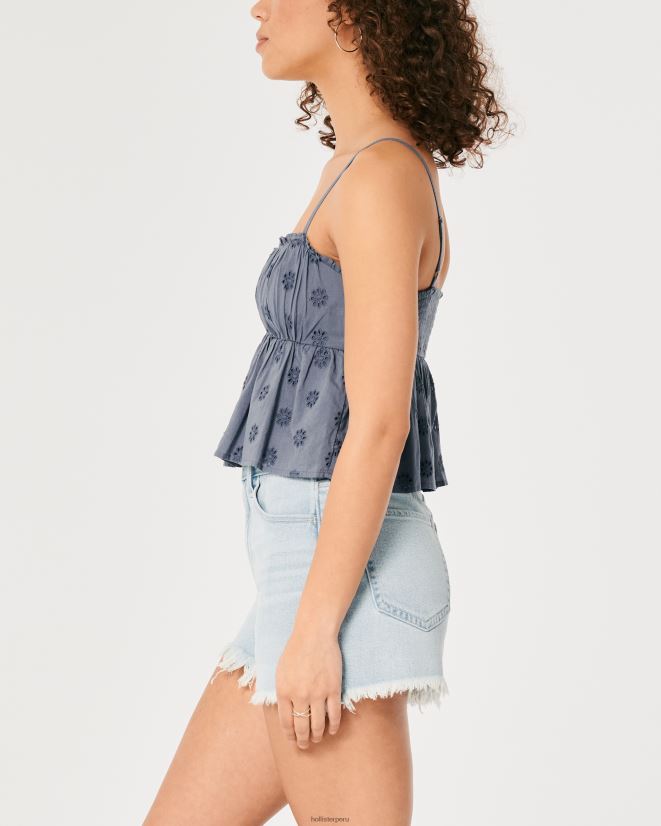 educación física Hollister top tipo babydoll con ojales azul 086N62319 mujer tapas